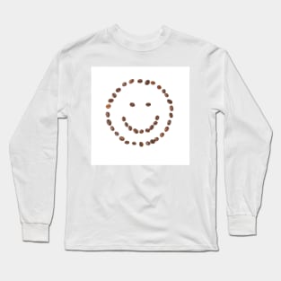 Smiling face emoticon made of coffee beans Long Sleeve T-Shirt